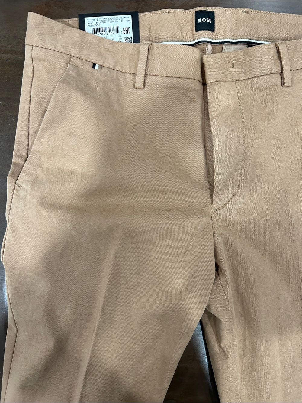 BOSS Men's Khaki/Tan Slim Chinos